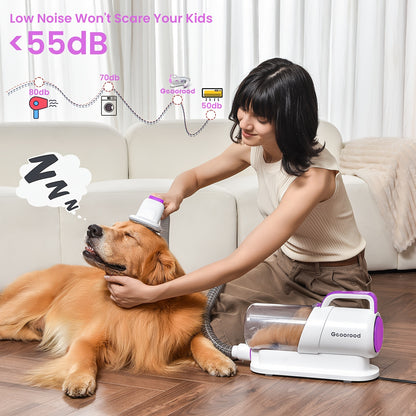 Dog Grooming Vacuum Kit with Pet Paws Grinding Tool, Electric Clipper And Dog Brush Work Quiet for Dogs And Cats At Home(purple), Pet Vacuum Grooming Kit, Dog Fur Vacuum, Dog Vacuum for Shedding Grooming, Pet Grooming Vacuum